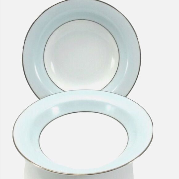 Noritake Bluedale 5533 FRUIT BOWL Set of 2  Light Blue Rim Vintage 1950’s G4 - Picture 4 of 7